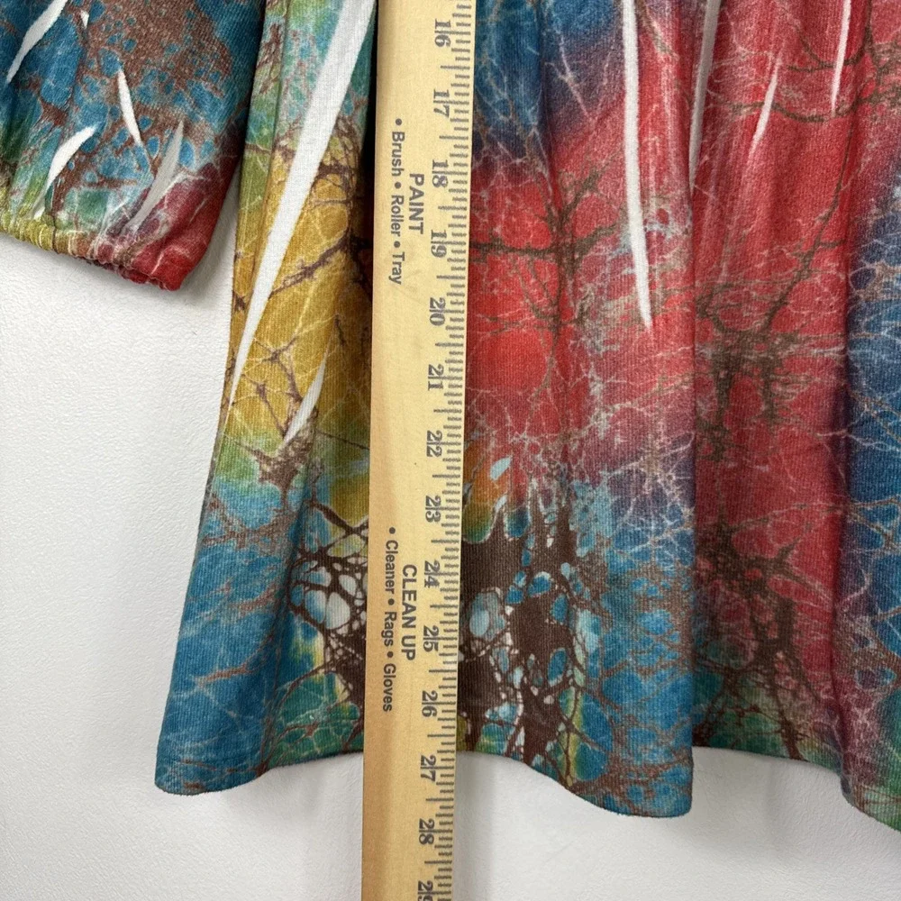 Y2K 2000s Top Womens Large XL Colorful Vibrant Babydoll‎ Boho Tunic Blouse - Picture 7 of 10